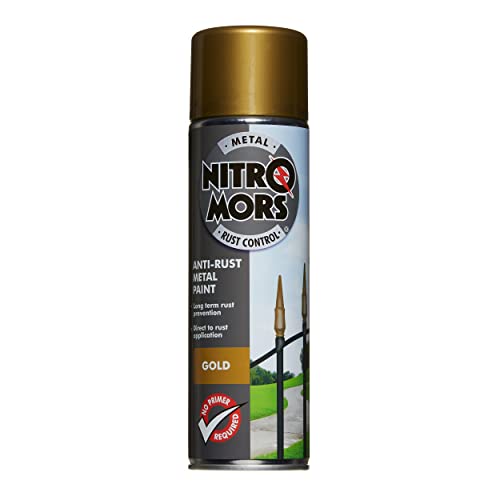 Nitromors Anti-Rust Smooth Finish Metal Spray Paint No Primer Required Gold 500 ml