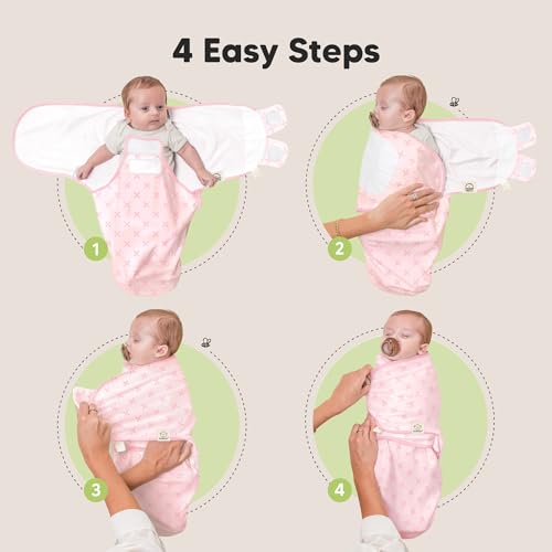 Image of Baby Swaddle Sleep Sacks with Zipper - 3-Pack Swaddles for Newborns 0-3 Months, Infant, Baby Girls, Boys, Soft & Durable Newborn Sleep Sack, Easy Diaper Change Swaddling Blanket (Blossom, OS)