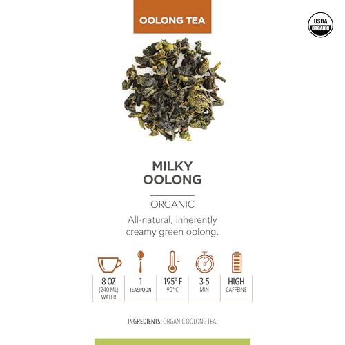 Teabloom Organic Oolong Tea, Milky Oolong Loose Leaf Tea, Rolled Leaves Famous for its Milky Taste and Silky Texture, 3.53 oz/100 g Canister Makes 35-50 Cups