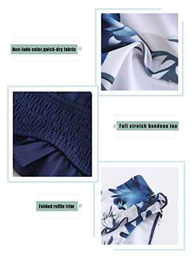 Girls Two Piece Bathing Suit Bikini Swimsuits Kids Floral Swimwear Set Navy Size 8 Years4