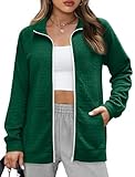 Women's Casual Workout Jackets Long Sleeve Zip Up Hoodie Women Fall Outfits 2023 Green S