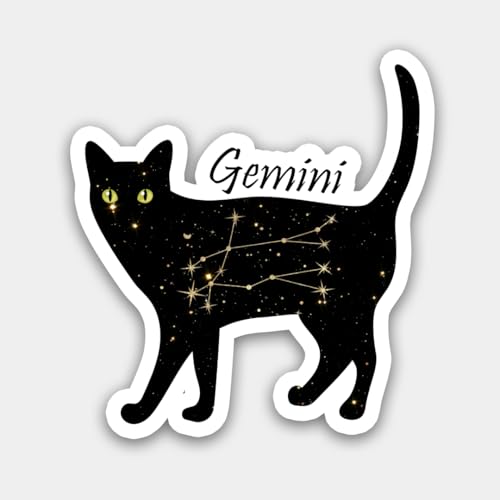 Gemini Cat Zodiac Sticker Decal, 5 inches | Water Proof |