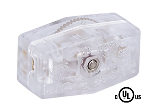 B&P Lamp® Clear Silver Inline Rotary Cord Switch for 18/2 SPT-1 Lamp Cord