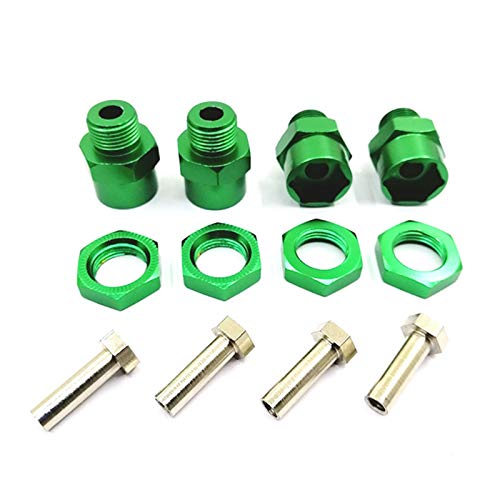 Adaptateur hexagonal 12mm à 17mm en alu vert pour pneu 1/8 sur voiture RC 1/10
