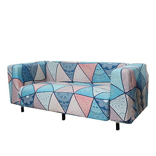 Image of House of Quirk Polyester Blend Universal Big Elasticity Flexible Stretch Triple Seater Prism Mandala Print Couch /Sofa Cover Slipcover (Multicolour, 185-230cm)