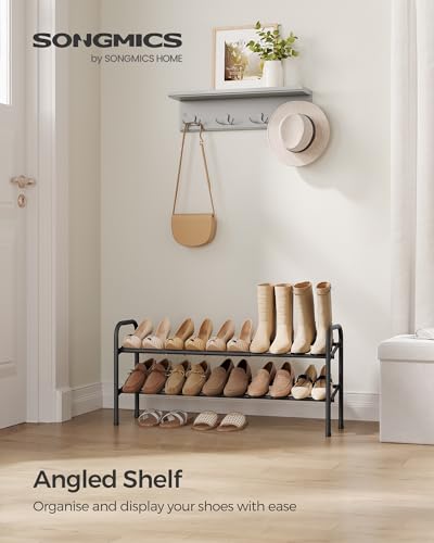 SONGMICS Expandable Shoe Rack, 2-Tier Metal Shoe Shelf Storage, Adjustable Shoe Organiser - Image 4