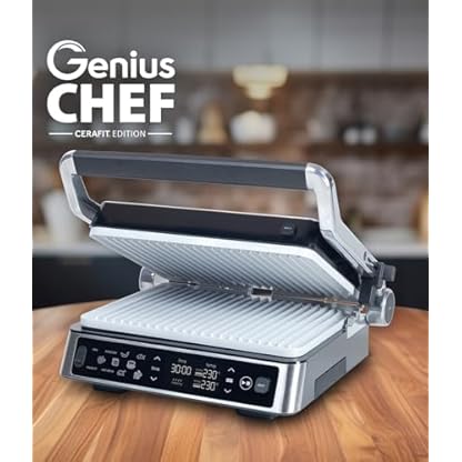 Genius Chef Kontaktgrill, Elektrogrill Edelstahl für Sandwiches Steak, abnehmbare Grillplatten, Sandwichtoaster, inkl. 2 Grillplatten, Set 6- tlg, Grau – Bild 3