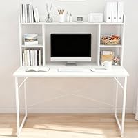 ホワイト パソコンデスク 棚付き Amazon | 牧小苫＼msmr 上棚付きデスク 幅80cm ホワイト 収納棚
