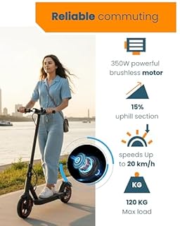 ESTVELO E Scooter mit Straßenzulassung, Max. 20 km/h Geschwindigkeit, 30 km Reichweite, Lange Reichweite,8,5-Zoll-Luftreifen,Duales Bremssystem (ES-S2)