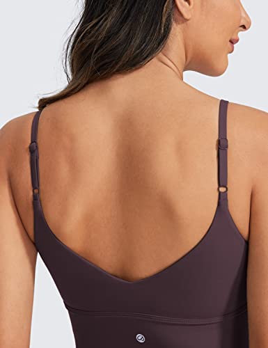 Image of CRZ YOGA V Back Longline Sports Bras | Medium Support, Removable Pads, Yoga, Brushed, Scoop Neck, Spaghetti Straps, for Women