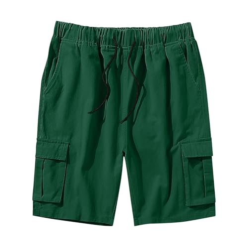 Image of Mens Cargo Shorts Lightweight Stretch Outdoor Hiking Short Gym Casual Shorts Drawstring Elastic Waist Multi Pockets