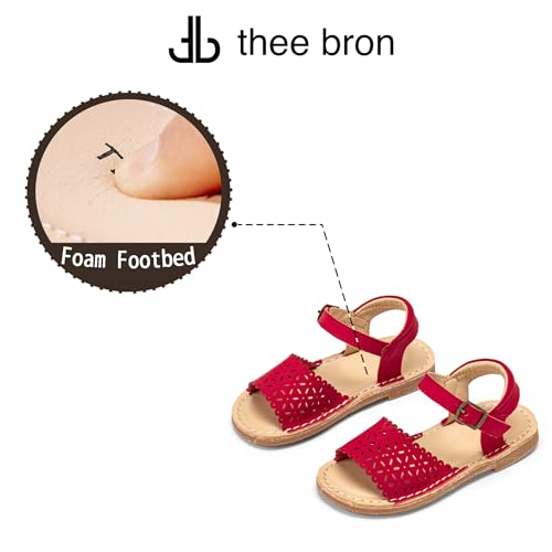 Image of THEE BRON Toddler Girls Vintage Open Toe Sandals Cushioned Comfy Summer Dress Shoes
