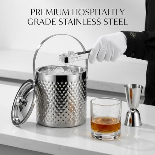 Image of FINALITY Stainless Steel Double Walled Insulated Ice Bucket (SILVER POLISH DIMPLE)