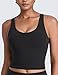 CRZ YOGA Butterlift Racerack Crop Tank Tops for Women - U Neck Yoga Padded Longline Sports Bras Pilates Workout Black X-Small