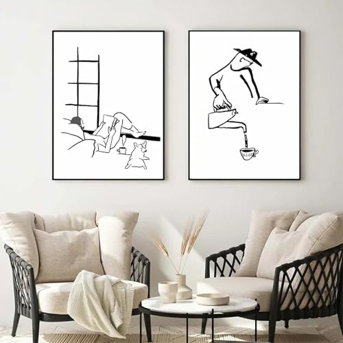 Affiche art moderne noir et blanc chien pour salon chaleureux