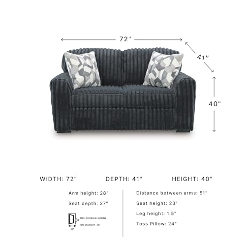 Image of Signature Design by Ashley Midnight-Madness Corduroy Loveseat, Gunmetal