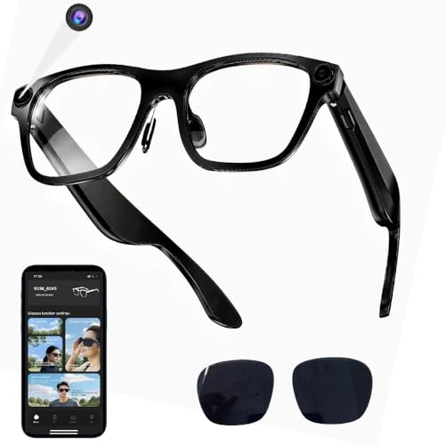 Image of JK Vision Camera Glasses with AI Translation,1080P Translator Glasses with Camera,WiFi /Bluetooth,11 Languages Translation, with Black Lens