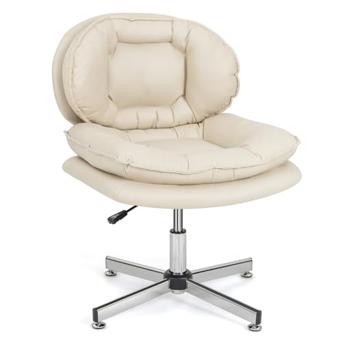 GIANTEX Chaise de bureau, pivotante à 360°, avec pied en croix, hauteur réglable, sans roulettes, ergonomique, charge maximale : 150 kg