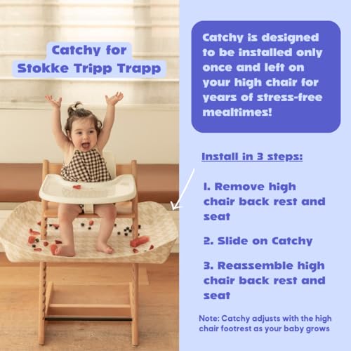 Image of CATCHY - High Chair Food Catcher - Compatible with Stokke Tripp Trapp | High Chair Food Catcher - High Chair Sold Separately - Baby & Toddler Food & Mess Catcher - Under High Chair Accessory