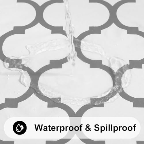 Image of Smiry Rectangle Table Cloth, Flannel Backed Vinyl Tablecloth, 60 inchx102 inch | Waterproof Plastic Tablecloths, Wipeable Table Cover for Dining, Indoor and Outdoor (White)