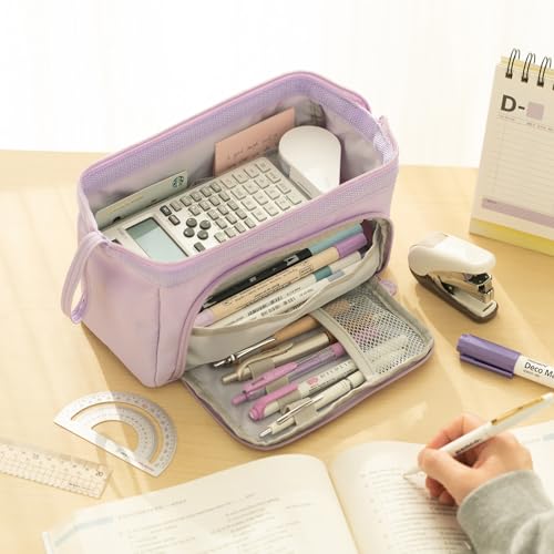 Image of HVOMO Pencil Case Large Capacity Pencil Pouch Handheld Pen Bag Cosmetic Gift for Office School Teen Girl Boy Men Women Adult (Purple)