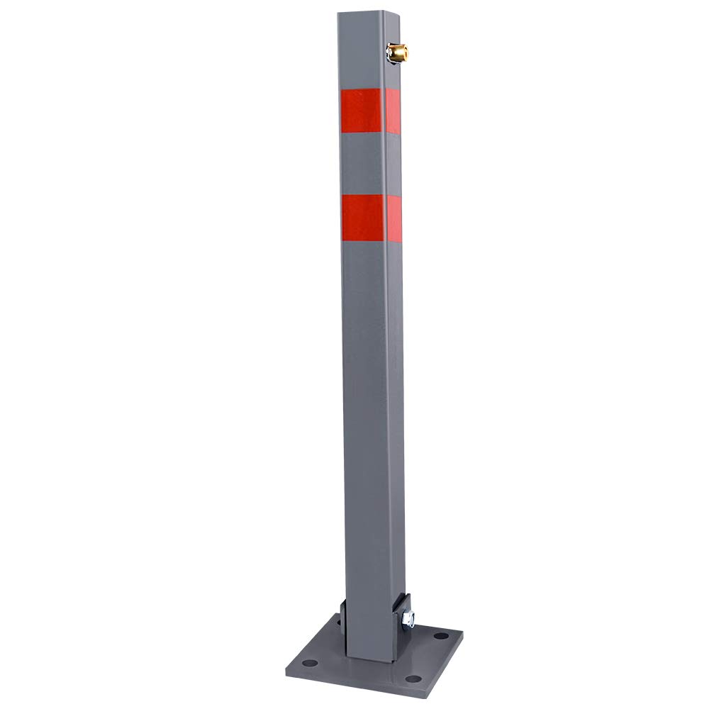 Sonnewelt Poteau de stationnement avec 3 clés, en acier pliable, verrouillage de parking avec bandes réfléchissantes, socle robuste