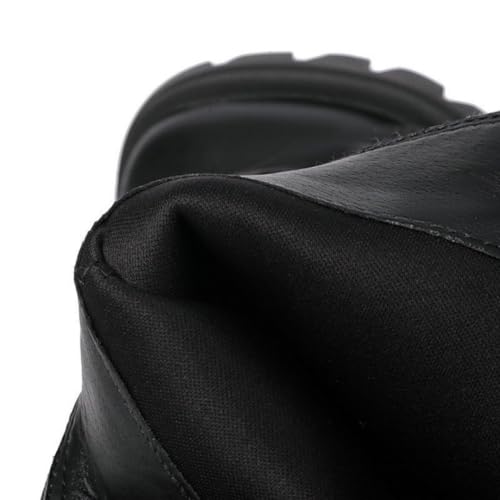 Women's Folding Boots Wide Calf Pleated Platform Boots Round Toe Thick Heel Stacked Boots 5