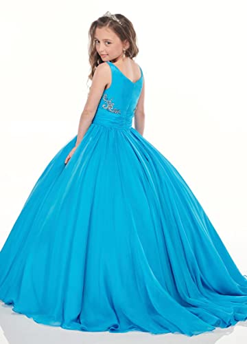 M_RAC Girls V Neck Pageant Dress Chiffon Princess Birthday Party Dresses Formal Ball Gowns with Flowy Cape PA0042