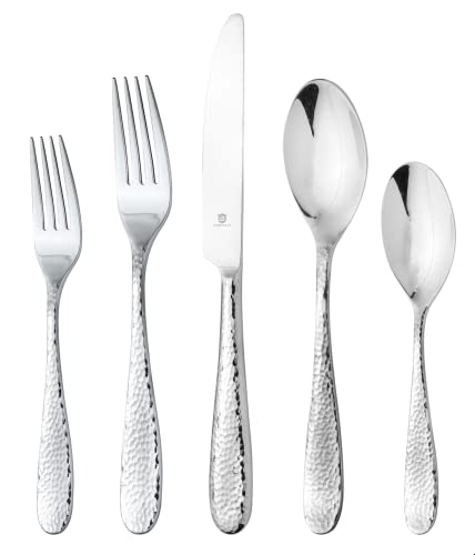 DANIALLI Modern Fidenza Hammered Silverware Set - 18/10 Stainless Steel Flatware Set for Elegant Dining - Dishwasher Safe Cutlery Set (80-Piece) DANIALLI Modern Fidenza Hammered Silverware Set - 18/10 Stainless Steel Flatware Set for Elegant Dining - Dishwasher Safe Cutlery Set (80-Piece)