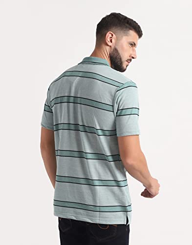 Image of INKKR Striped Men Polo Neck Half Sleeve T-Shirt
