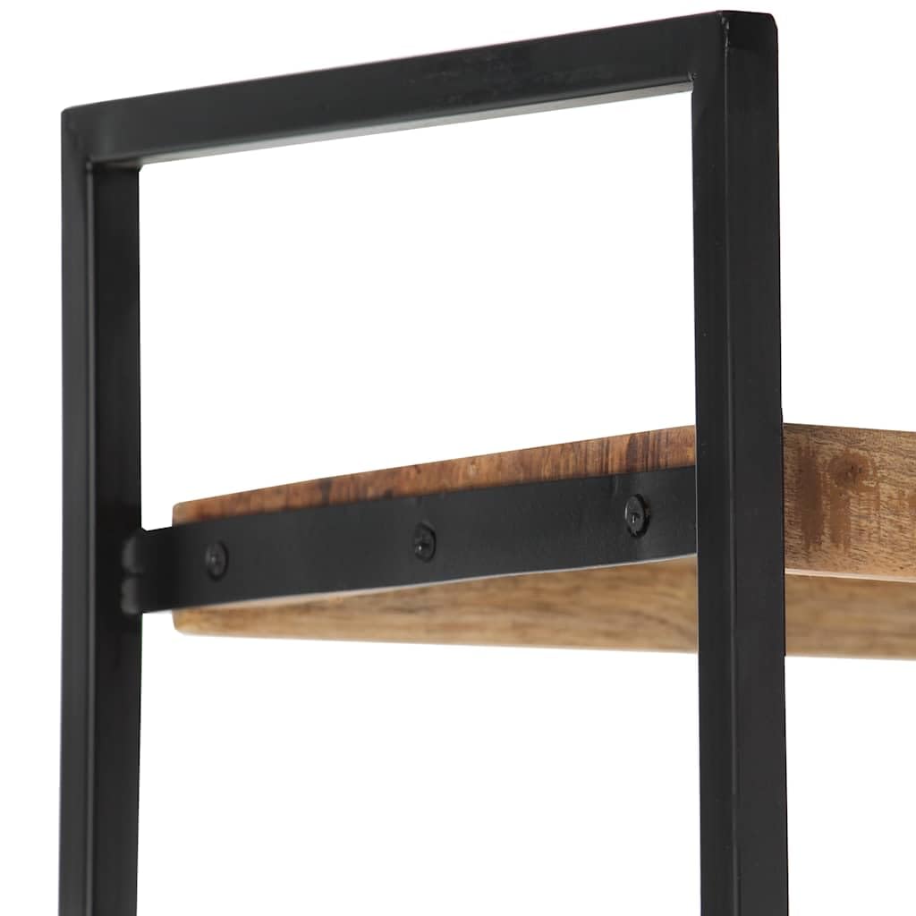 Libreria a 4 ripiani, 80 x 30 x 180 cm, in legno di mango grezzo, con telaio in ferro verniciato a polvere, 2 ante, 3 ripiani, salvaspazio, robusta, per soggiorno, ufficio, studio