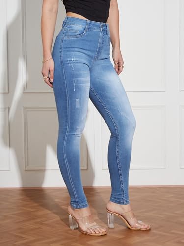 Image of Miss Chase Women's Skinny High Rise Regular /Cropped Length Stretchable Denim Jeans