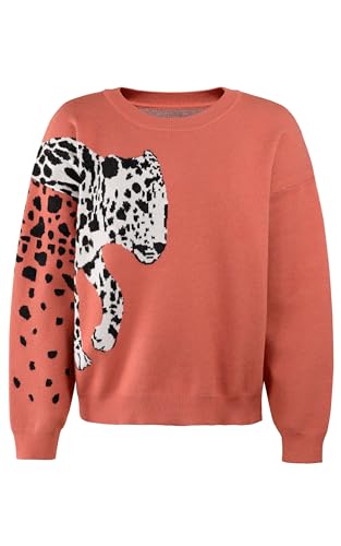 Image of Angashion Women's Sweaters Casual Floral Printed Patchwork Long Sleeves Knitted Pullover Cropped Sweater Tops