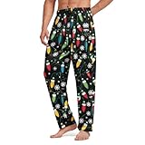 DROEYROEST Christmas Lights Mens Pajama Pants Lightweight Loungewear Comfy Jogger sleepwear Long Pj Bottoms with Pockets 4XL