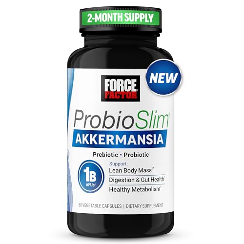 Force Factor ProbioSlim Akkermansia Prebiotics & Probiotics with 1B AFUs Akkermansia Muciniphila Prebiotics & Chromax Chromium Support Lean Body Mass Digestion & Gut Health 60 Vegetable Capsules