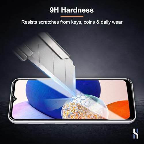 Image of Tempered Glass for Samsung Galaxy A14 (6.6 Inch) Military Grade 9H Screen Guard, Anti-Scratch, Shatterproof, Edge-to-Edge Full Coverage - Black Border