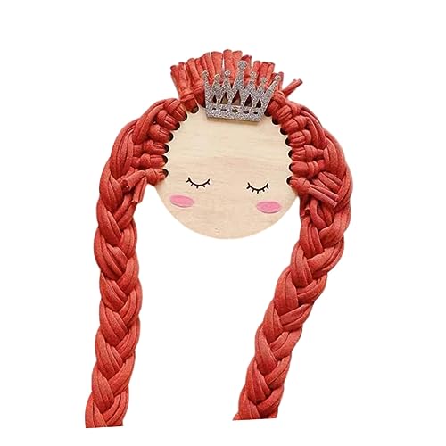 HOOTNEE Doll Face Hair Accessories Organizer with Long Braid Wall Hanging Barrette Display Hanger for Hairpin Storage Belt Fun Home Decoration and Idea