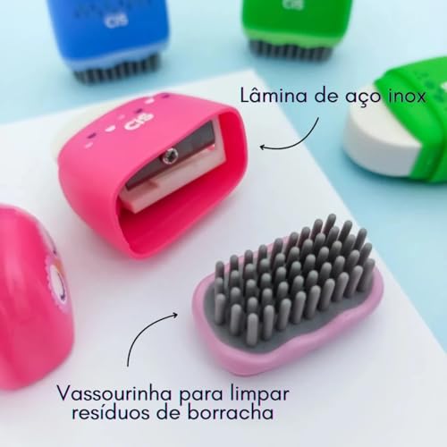 Apontador C/Coletor Borracha e Vassourinha Fofa Kaz (Monstrinho)