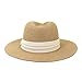 Womens Mens Wide Brim Straw Panama Hat Fedora Summer Beach Sun Hats UPF50+ Light Green