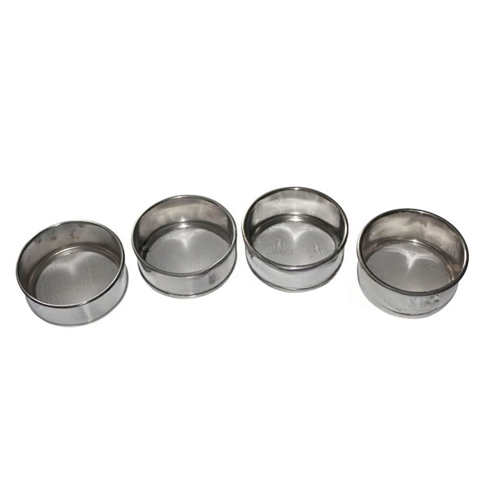 Sito laboratoryjne, Pokrywa o średnicy 10 cm + spód + sito testowe do pobierania próbek laboratoryjnych, siatka ze stali nierdzewnej 0,026–2 mm(0.3mm)