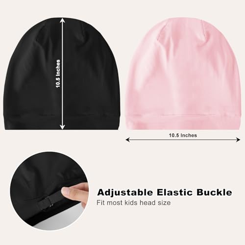 Kids Bonnets for Girls Boys Adjustable Double-Layer Sleep Cap Slouchy Beanie Hat for Curly Hair4