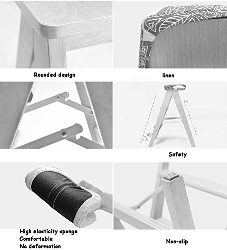 LJWJ Ladders Telescopische Ladder Draagbare Inklapbare Trapkrukken, Ladder/Ladder/Vouwstoel met 3 stappen, Houten… - Image 8