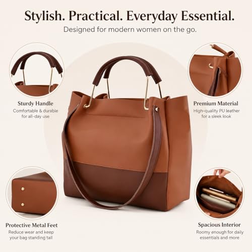 Image of Handbag Set for Women 4 Pcs Combo, PU Leather - Sling Bag, Wallet & Card Holder, Large Capacity Ladies Purse Set for Office, Travel, Shopping, College and Daily Carry