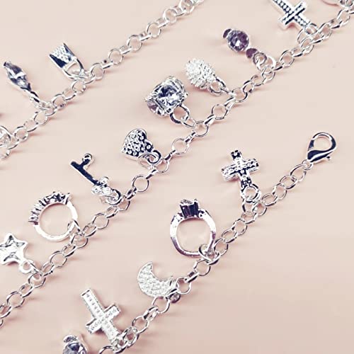 Dicomeng Charm Bracelets For Women Sterling Silver Bracelets For Women Lady's Pendent Charm Cuff Bracelets For Teen Girls Silver Jewelry #TOP2