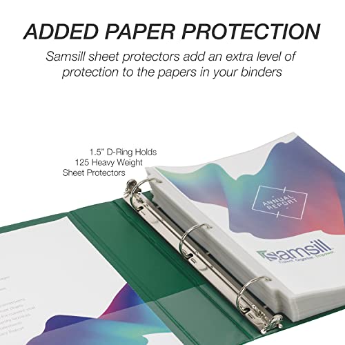 Image of Samsill Durable 1.5 inch 3 Ring Binder, D Ring Binder, 100% Recycled Chipboard, Green, 4 Pack