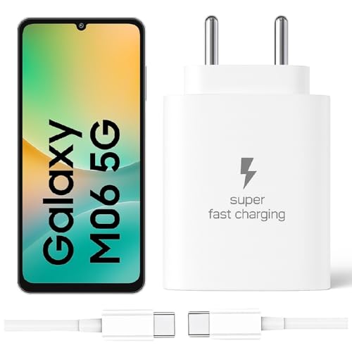 Image of 25W Type-C Charger with Cable Compatible with Samsung-Galaxy M06 5g | Super Fast Charger Adapter for S23 /S24 /S25 /S21Fe /A14 /M17 /M06 /M07 /M05 /F05 /F15 /F06 /M36 /A55 / F17 /A16 /M16 /A56 /A36 /A35 /A34 /A26, White