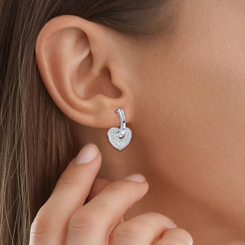 Heart Earrings for Teen Girls Women - Sterling Silver Love Heart Hoop Earrings Hypoallergenic Colorful Cubic Zirconia Lightweight Heart Shaped Loop Earring Gifts for Daughter Granddaughter Christmas3