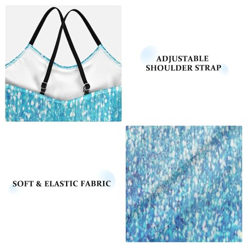 Blue Lights Glitter Girls One Piece Swimsuits Sport Halter Swimwear Beach Bathing Suit 5-6T3