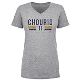 500 LEVEL Jackson Chourio Women's V-Neck T-Shirt - Jackson Chourio Milwaukee Font (Heather Gray, Medium)