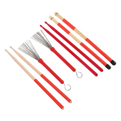 JEWEDECO ナイロンチップ 木製ハンドル ドラムアクセサリーセット スクールバンド用 練習用打楽器 学生 男の子 女の子 幼児用 ブラシ マレット パッド 初心者用おもちゃ 楽器アクセサリー